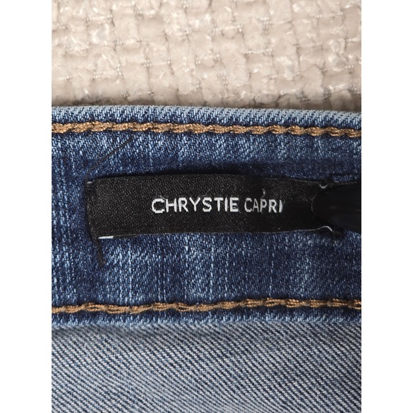 Nine West Womens Jeans Chrystie Capri Size 16 Blue Frayed Hem Denim - Picture 4 of 10